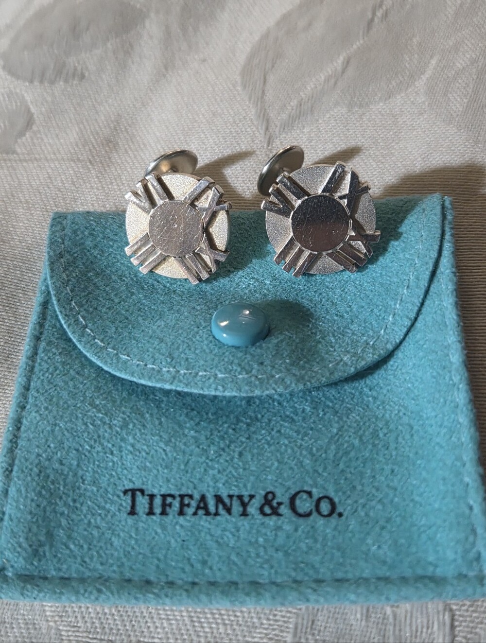 Tiffany & Co Atlas Roman Numeral Cufflinks, Sterling Silver